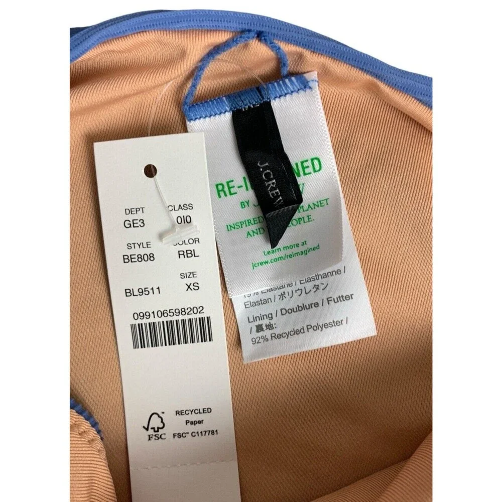 New! J. Crew Bikini Bottom Women’s Size XS Ribbed High Rise Cheeky Blue BE808